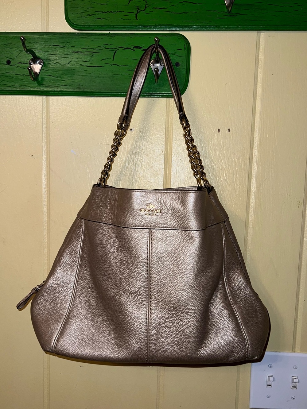 Coach Quiet Luxury Metallic Champagne Pebbled Leather Chic Lexy Shoulder Bag